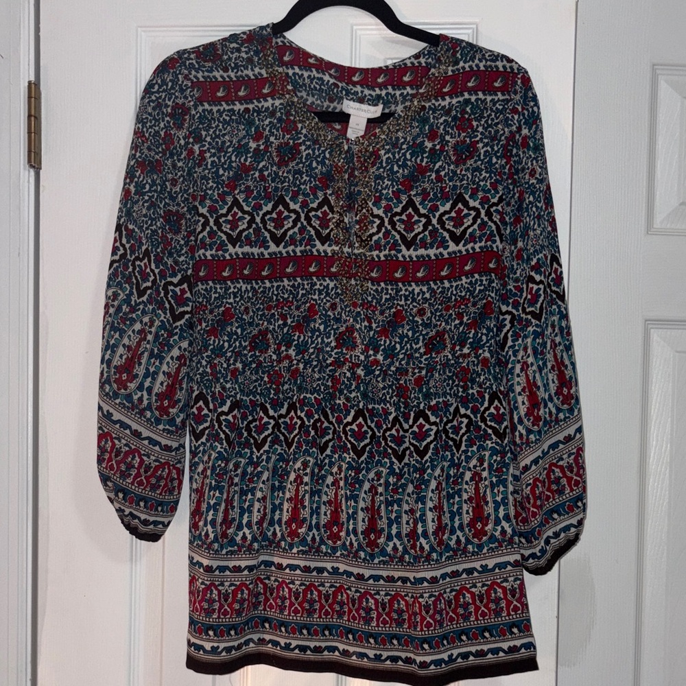 🌴Charter Club Bohemian Print Women's Top - Multicolor Size 14